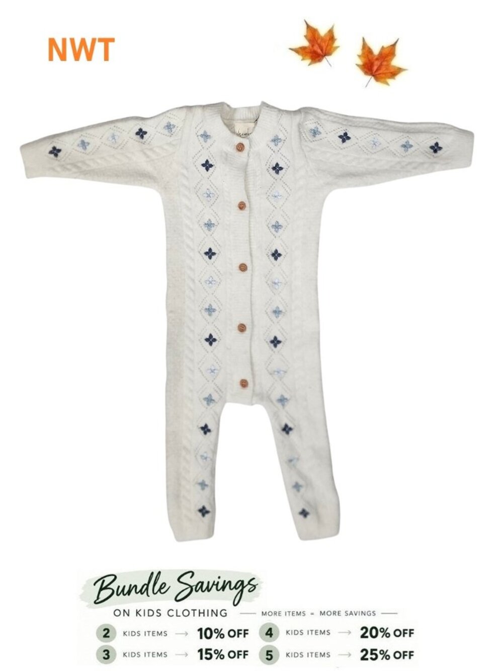 Embroidered Luxuriously Soft Knit Romper size 12-18M - Unique, Elevated style